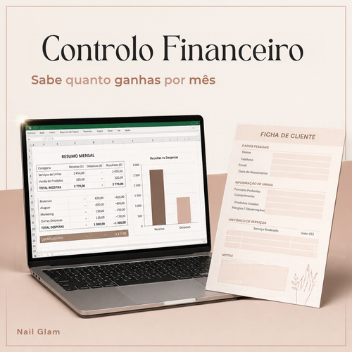 Controlo financeiro em Excel e ficha de cliente